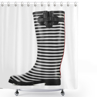 Personality  Female Rubber Boot On White Background Shower Curtains
