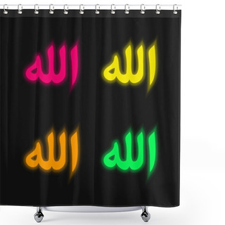 Personality  Allah Word Four Color Glowing Neon Vector Icon Shower Curtains