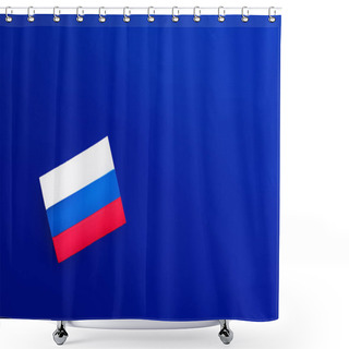 Personality  Top View Of Russian Flag On Blue Background  Shower Curtains