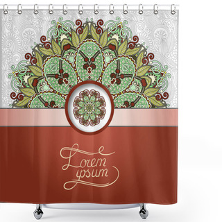 Personality  Floral Round Pattern In Ukrainian Oriental Ethnic Style Shower Curtains