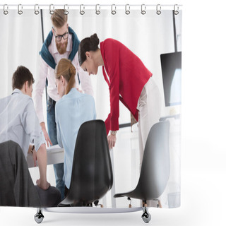 Personality  Young Businesspeople Working Together Shower Curtains