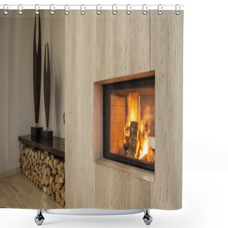Personality  Travertine House: Fireplace Shower Curtains