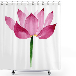 Personality  Pink Lotus Floral Botanical Flowers. Watercolor Background Illustration Set. Isolated Nelumbo Illustration Element. Shower Curtains
