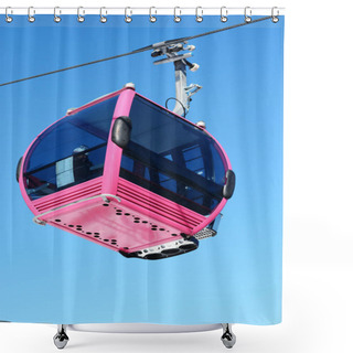 Personality  Pink Cable Car Cabin Over The Snow Mountain Peak Shower Curtains