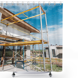 Personality  Scaffolding Of Construction Site Of Modern Building Shower Curtains