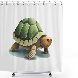 Personality  Turtle Isometric Vector Flat Minimalistic Isolated Illustration Shower Curtains