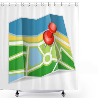 Personality  Paper Map Icon. Vector Illustration Shower Curtains