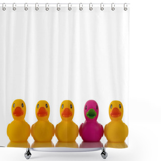Personality  Pink, Purple Rubber Duck With Yellow Ducks Shower Curtains
