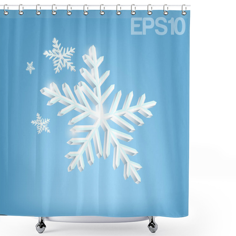Personality  Christmas Background With Snowflakes. Vector Illustration. Shower Curtains