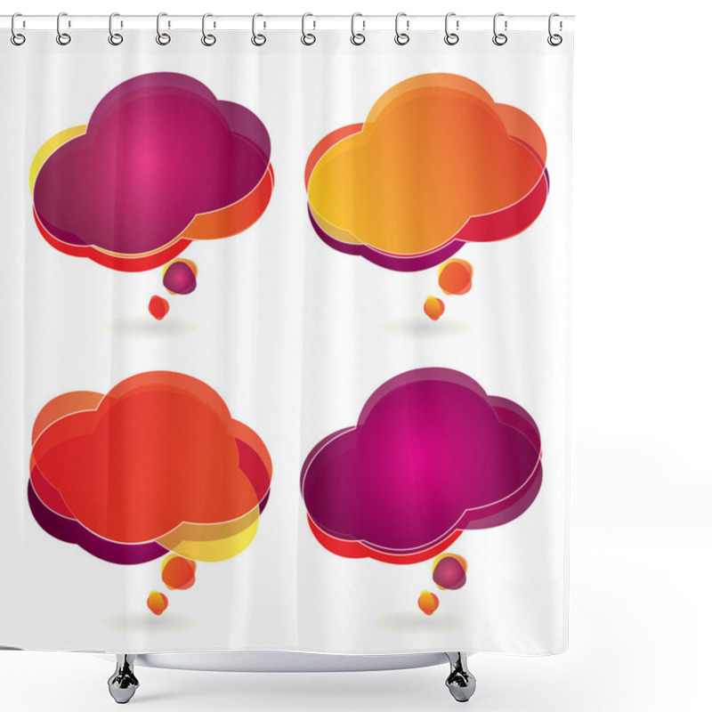 Personality  Colorful Cloudy Shape Speech Bubble Set With Transparency Shower Curtains