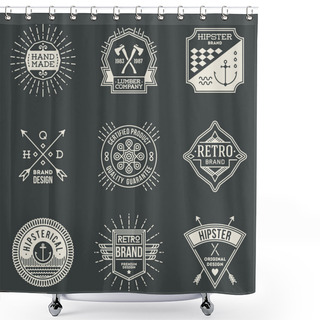 Personality  Retro Logotypes Set Shower Curtains
