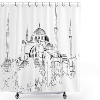 Personality  Quick Sketch Of Aya Sofya Mosque Shower Curtains