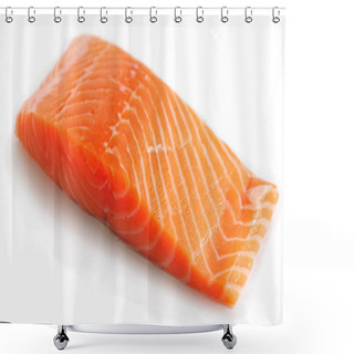 Personality  Salmon Steak On White With Light Shadow Shower Curtains