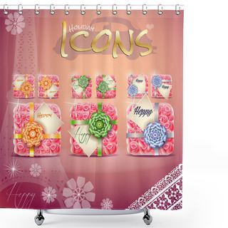 Personality  Set Of Colorful Vector Gift Boxes . Shower Curtains