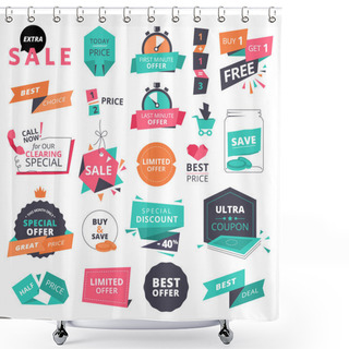 Personality  Set Of Flat Design Style Badges And Elements For Shopping Shower Curtains
