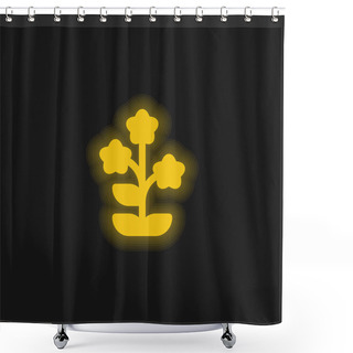 Personality  Alpine Forget Me Not Yellow Glowing Neon Icon Shower Curtains