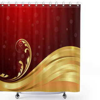 Personality  Golden Wave Flourish Backdrop Shower Curtains