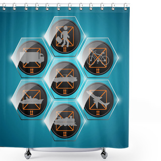Personality  Vector Set Of Transport Icons Shower Curtains