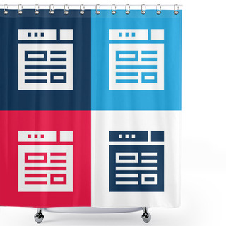 Personality  Blogging Blue And Red Four Color Minimal Icon Set Shower Curtains