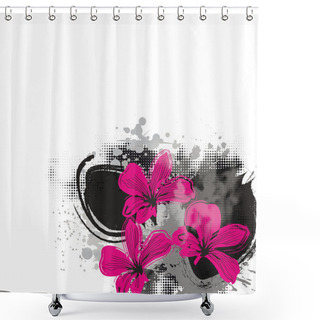 Personality  Grunge Floral Card Shower Curtains