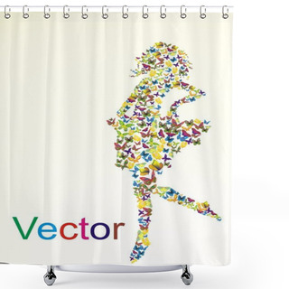 Personality  Silhouette Of Woman From Butterflys Shower Curtains