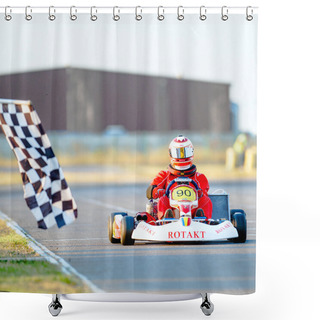 Personality  Young Pilot Competing In National Karting Championship 2012 Shower Curtains