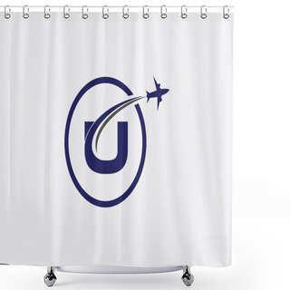 Personality  Tour And Travel Logo Design, Airline Agency Symbol And Aviation Company Monogram Logo Vector With Letters Shower Curtains
