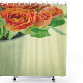 Personality  Orange Roses With Textured Background Shower Curtains