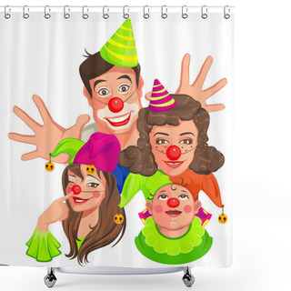 Personality  Family Of Clowns. Dad, Mom, Daughter, Son Shower Curtains