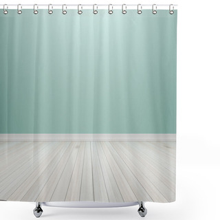 Personality  Empty Interior Light Green Room With Wooden Floor, For Display O Shower Curtains