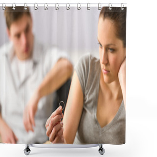 Personality  Young Couple Having Marriage Problems Shower Curtains