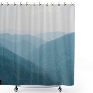 Personality  Scenic Mountain Valley With Green Trees Against Sky  Shower Curtains