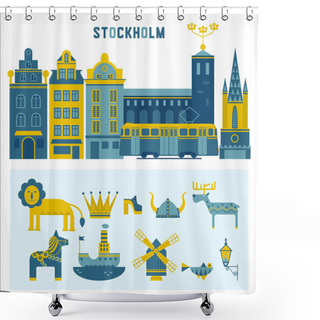 Personality  Vector Set Of Design Elements In Stockholm Shower Curtains