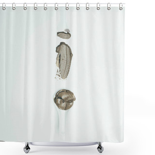 Personality  Top View Of Spoons And Clay Mask Smudge Isolated On White Surface  Shower Curtains
