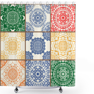 Personality  Ceramic Tiles Set Shower Curtains