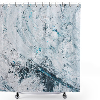 Personality  Art Texture With Light Blue And White Brush Strokes On Oil Painting Shower Curtains