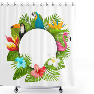 Personality  Summer Clean Card With Tropical Plants Shower Curtains