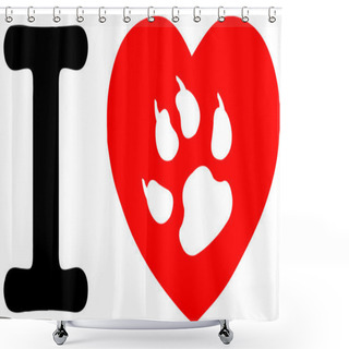Personality  I Love My Cat Text With Red Heart Shower Curtains
