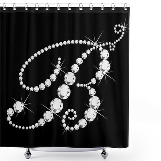 Personality  B Italic Letter With Diamonds Shower Curtains