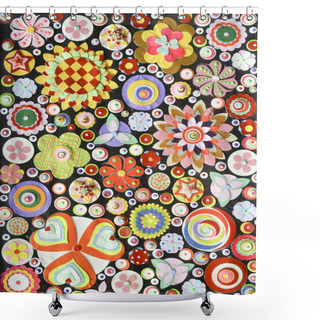 Personality  Circular Floral Elements Shower Curtains