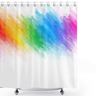 Personality  Rainbow Chalk Brush Strokes Background Shower Curtains