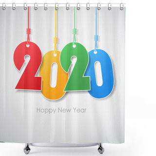 Personality  Simple Greeting Card Happy New Year 2020. Vector Illustration Ep Shower Curtains
