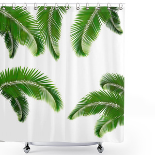 Personality  Set Of Palm Leaves On White Background Shower Curtains