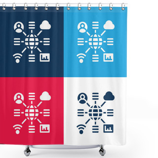 Personality  Big Data Blue And Red Four Color Minimal Icon Set Shower Curtains