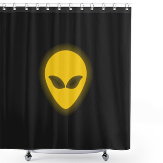 Personality  Alien Head Yellow Glowing Neon Icon Shower Curtains