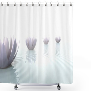 Personality  Zen Lotus Flowers Draw A Path On The Water Shower Curtains