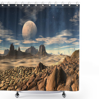 Personality  Alien Planet 03 Shower Curtains