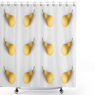 Personality  Pattern Of Fresh Yellow Pears Isolated On White Shower Curtains