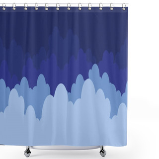 Personality  Cartoon Seamless Pattern Of Blue Clouds, Children Wallpaper Shower Curtains