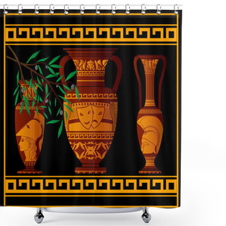 Personality  Ancient Greek Amphoras And Jug Shower Curtains